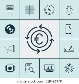Set Of 12 Universal Editable Icons. Can Be Used For Web, Mobile And App Design. Includes Icons Such As Presentation, Announcement, Locate And More.