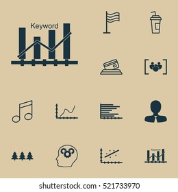Set Of 12 Universal Editable Icons. Can Be Used For Web, Mobile And App Design. Includes Elements Such As Holiday Ornament, Pin, Bars Chart And More.
