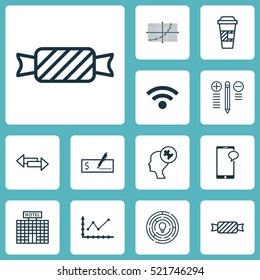 Set Of 12 Universal Editable Icons. Can Be Used For Web, Mobile And App Design. Includes Elements Such As Messaging, Decision Making, Changes Graph And More.