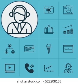 Set Of 12 Universal Editable Icons. Can Be Used For Web, Mobile And App Design. Includes Elements Such As Coins Growth, Frozen Food, Website And More.