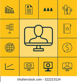 Set Of 12 Universal Editable Icons. Can Be Used For Web, Mobile And App Design. Includes Elements Such As Cacti, Fail Graph, Opportunity And More.