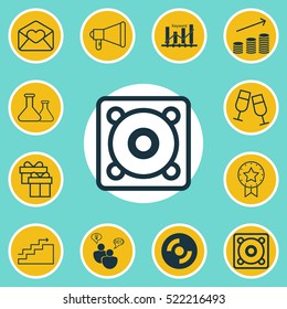 Set Of 12 Universal Editable Icons. Can Be Used For Web, Mobile And App Design. Includes Elements Such As Keyword Optimisation, Music, Chemical And More.
