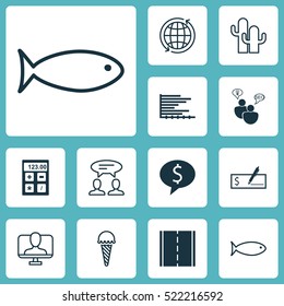 Set Of 12 Universal Editable Icons. Can Be Used For Web, Mobile And App Design. Includes Elements Such As Online Identity, Business Deal, Fishing And More.