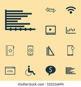 Set Of 12 Universal Editable Icons. Can Be Used For Web, Mobile And App Design. Includes Elements Such As Business Deal, Messaging, Wireless And More.