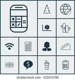 Set Of 12 Universal Editable Icons. Can Be Used For Web, Mobile And App Design. Includes Elements Such As Circle Graph, Connectivity, Square Diagram And More.