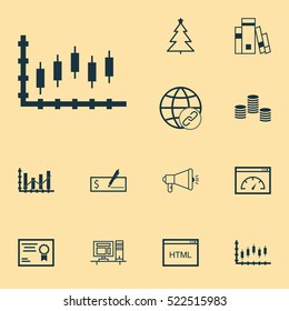 Set Of 12 Universal Editable Icons. Can Be Used For Web, Mobile And App Design. Includes Elements Such As Money, Decorated Tree, Certificate And More.