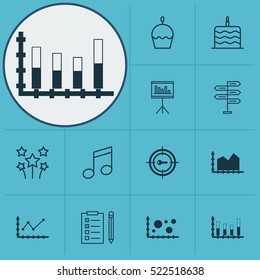 Set Of 12 Universal Editable Icons. Can Be Used For Web, Mobile And App Design. Includes Elements Such As Sequence Graphics, Reminder, Opportunity And More.