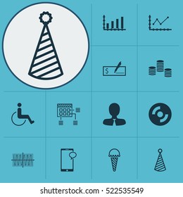 Set Of 12 Universal Editable Icons. Can Be Used For Web, Mobile And App Design. Includes Elements Such As Frozen Food, Messaging, Dynamics And More.