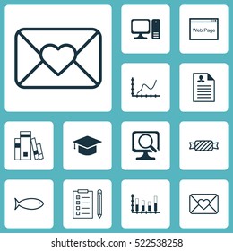 Set Of 12 Universal Editable Icons. Can Be Used For Web, Mobile And App Design. Includes Elements Such As Sweet, Celebration Letter, Reminder And More.
