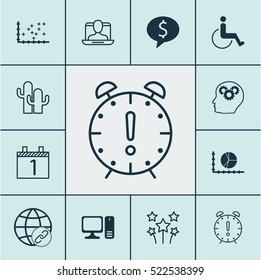 Set Of 12 Universal Editable Icons. Can Be Used For Web, Mobile And App Design. Includes Elements Such As Desktop Computer, Business Deal, Accessibility And More.