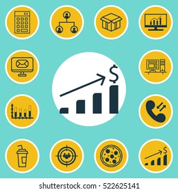 Set Of 12 Universal Editable Icons. Can Be Used For Web, Mobile And App Design. Includes Elements Such As Pizza Meal, Market Research, Investment And More.