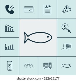Set Of 12 Universal Editable Icons. Can Be Used For Web, Mobile And App Design. Includes Elements Such As Personal Skills, Plastic Card, Fishing And More.