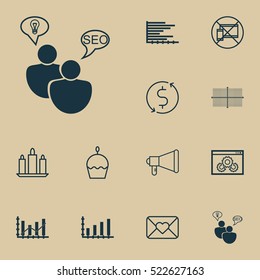 Set Of 12 Universal Editable Icons. Can Be Used For Web, Mobile And App Design. Includes Elements Such As Website Performance, Announcement, Dynamics And More.