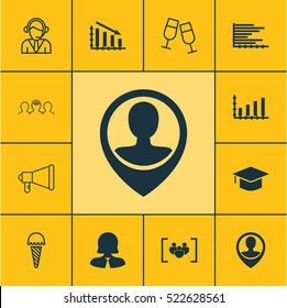 Set Of 12 Universal Editable Icons. Can Be Used For Web, Mobile And App Design. Includes Elements Such As Frozen Food, Bars Chart, Coaching And More.