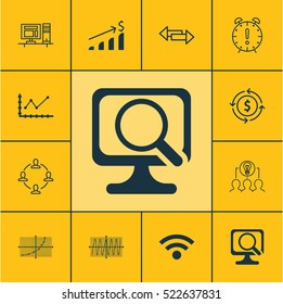 Set Of 12 Universal Editable Icons. Can Be Used For Web, Mobile And App Design. Includes Elements Such As Wireless, Crossroad, Time Management And More.