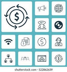 Set Of 12 Universal Editable Icons. Can Be Used For Web, Mobile And App Design. Includes Elements Such As Money Trasnfer, Blank Cd, Tree Structure And More.