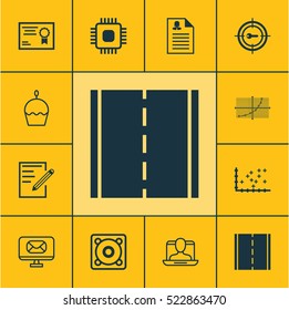 Set Of 12 Universal Editable Icons. Can Be Used For Web, Mobile And App Design. Includes Elements Such As Line Grid, Paper, Social Profile And More.