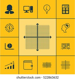 Set Of 12 Universal Editable Icons. Can Be Used For Web, Mobile And App Design. Includes Elements Such As Money Recycle, Financial, Info Pointer And More.