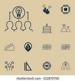 Set Of 12 Universal Editable Icons. Can Be Used For Web, Mobile And App Design. Includes Elements Such As Growth, SEO Brainstorm, Chemical And More.