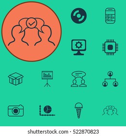 Set Of 12 Universal Editable Icons. Can Be Used For Web, Mobile And App Design. Includes Elements Such As Presentation, Chip, Frozen Food And More.