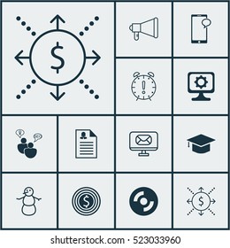 Set Of 12 Universal Editable Icons. Can Be Used For Web, Mobile And App Design. Includes Elements Such As Winter, Messaging, Blank Cd And More.
