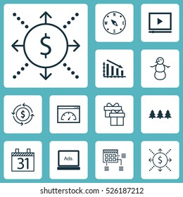Set Of 12 Universal Editable Icons. Can Be Used For Web, Mobile And App Design. Includes Elements Such As Loading Speed, Video Player, Money Recycle And More.