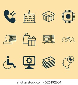 Set Of 12 Universal Editable Icons. Can Be Used For Web, Mobile And App Design. Includes Elements Such As Open Cardboard, Coaching, Chip And More.