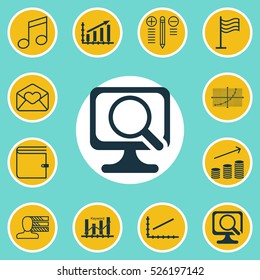 Set Of 12 Universal Editable Icons. Can Be Used For Web, Mobile And App Design. Includes Elements Such As Coins Growth, Decision Making, Pin And More.