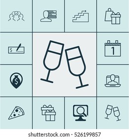 Set Of 12 Universal Editable Icons. Can Be Used For Web, Mobile And App Design. Includes Elements Such As Agenda, Laptop, Shopping And More.