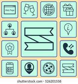 Set Of 12 Universal Editable Icons. Can Be Used For Web, Mobile And App Design. Includes Elements Such As Blank Ribbon, Pin Employee, Cellular Data And More.