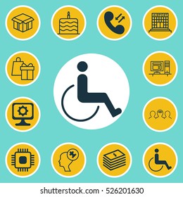Set Of 12 Universal Editable Icons. Can Be Used For Web, Mobile And App Design. Includes Elements Such As Human Mind, PC, Cellular Data And More.