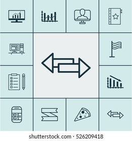 Set Of 12 Universal Editable Icons. Can Be Used For Web, Mobile And App Design. Includes Elements Such As Pin, Market Research, Fail Graph And More.