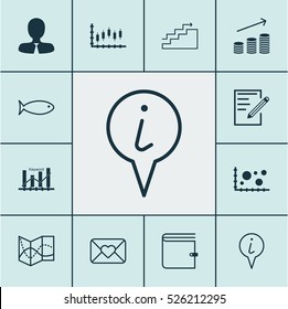 Set Of 12 Universal Editable Icons. Can Be Used For Web, Mobile And App Design. Includes Elements Such As Wallet, Info Pointer, Fishing And More.