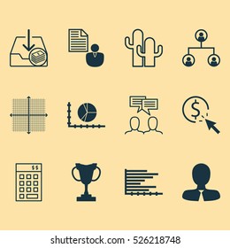 Set Of 12 Universal Editable Icons. Can Be Used For Web, Mobile And App Design. Includes Elements Such As Graphical Grid, Discussion, Investment And More.