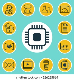 Set Of 12 Universal Editable Icons. Can Be Used For Web, Mobile And App Design. Includes Elements Such As Curriculum Vitae, Stock Market, Loading Speed And More.