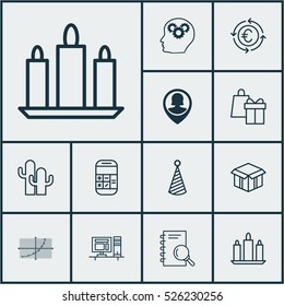 Set Of 12 Universal Editable Icons. Can Be Used For Web, Mobile And App Design. Includes Elements Such As Cacti, Analysis, Currency Recycle And More.