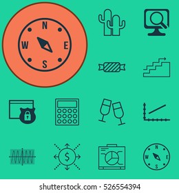 Set Of 12 Universal Editable Icons. Can Be Used For Web, Mobile And App Design. Includes Elements Such As Growth, Cacti, Security And More.
