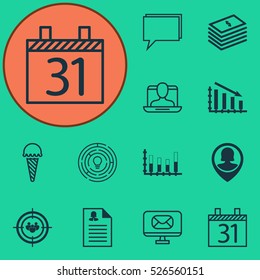 Set Of 12 Universal Editable Icons. Can Be Used For Web, Mobile And App Design. Includes Elements Such As Frozen Food, Social Profile, Pin Employee And More.