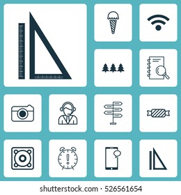 Set Of 12 Universal Editable Icons. Can Be Used For Web, Mobile And App Design. Includes Elements Such As Wireless, Holiday Ornament, Operator And More.