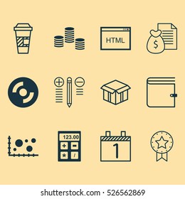 Set Of 12 Universal Editable Icons. Can Be Used For Web, Mobile And App Design. Includes Elements Such As Decision Making, Comparison, Open Cardboard And More.