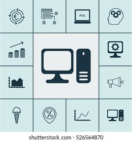 Set Of 12 Universal Editable Icons. Can Be Used For Web, Mobile And App Design. Includes Elements Such As Achievement Graph, Discount Location, Coins Growth And More.