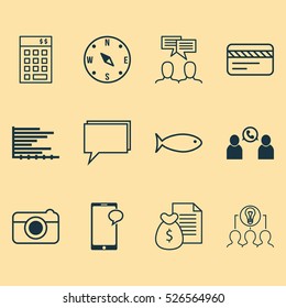 Set Of 12 Universal Editable Icons. Can Be Used For Web, Mobile And App Design. Includes Elements Such As Bars Chart, Locate, Report And More.