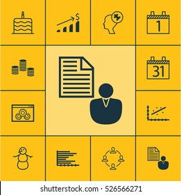 Set Of 12 Universal Editable Icons. Can Be Used For Web, Mobile And App Design. Includes Elements Such As Human Mind, Winter, Bars Chart And More.