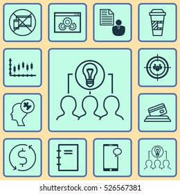 Set Of 12 Universal Editable Icons. Can Be Used For Web, Mobile And App Design. Includes Elements Such As Stock Market, Forbidden Mobile, Focus Group And More.