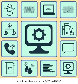 Set Of 12 Universal Editable Icons. Can Be Used For Web, Mobile And App Design. Includes Elements Such As Cosinus Diagram, PC, Bars Chart And More.