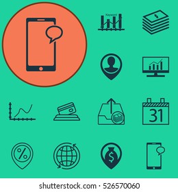 Set Of 12 Universal Editable Icons. Can Be Used For Web, Mobile And App Design. Includes Elements Such As Market Research, Employee Location, Money Navigation And More.