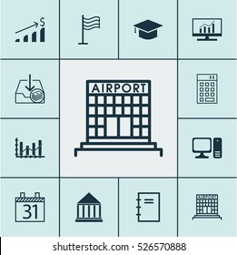 Set Of 12 Universal Editable Icons. Can Be Used For Web, Mobile And App Design. Includes Elements Such As Pin, Paid Download, Investment And More.