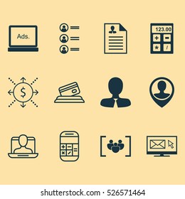 Set Of 12 Universal Editable Icons. Can Be Used For Web, Mobile And App Design. Includes Elements Such As Money, Job Applicants, Newsletter And More.