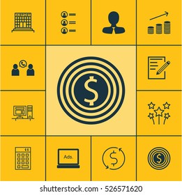 Set Of 12 Universal Editable Icons. Can Be Used For Web, Mobile And App Design. Includes Elements Such As Computer, Business Goal, Manager And More.