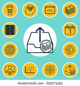 Set Of 12 Universal Editable Icons. Can Be Used For Web, Mobile And App Design. Includes Elements Such As Takeaway Coffee, Dollar Salary, Brain Process And More.